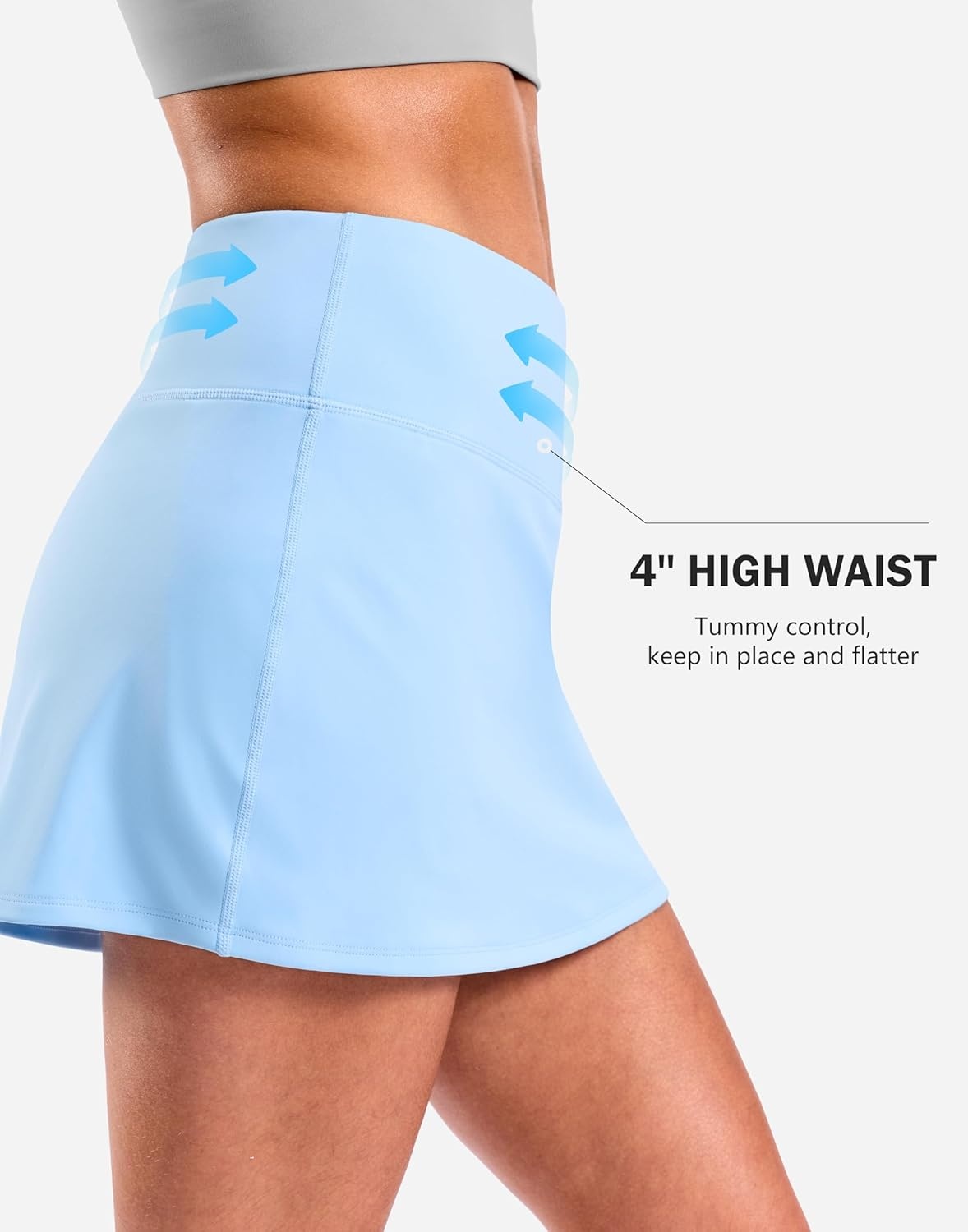 image:imageSANTINY 13515 Skorts for Women with 2 Pockets High Waisted A Line Casual Pickleball Golf Skort Athletic Tennis SkirtLight Blue