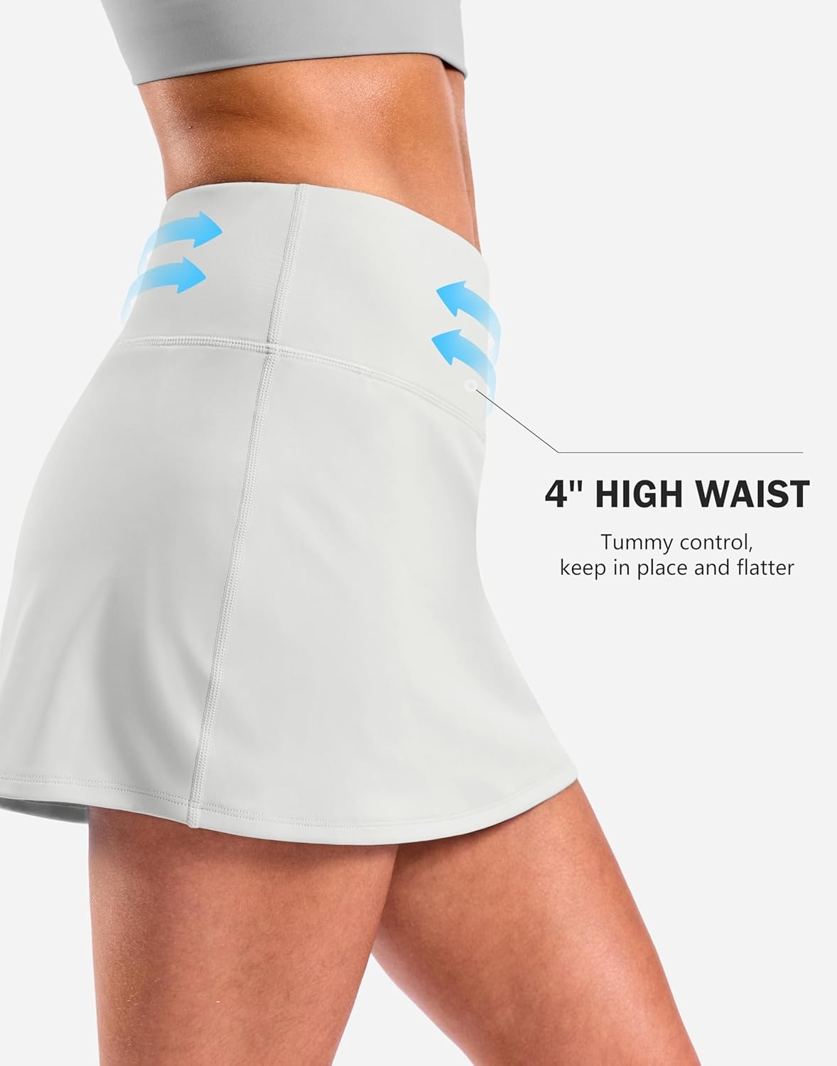 image:imageSANTINY 13515 Skorts for Women with 2 Pockets High Waisted A Line Casual Pickleball Golf Skort Athletic Tennis SkirtLight Grey