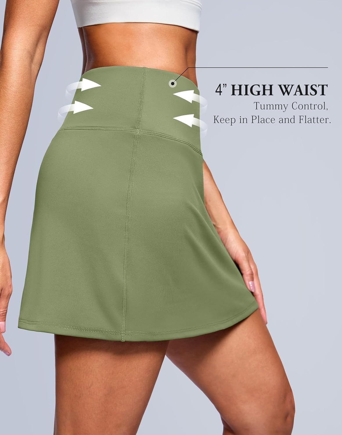 image:imageSANTINY 13515 Skorts for Women with 2 Pockets High Waisted A Line Casual Pickleball Golf Skort Athletic Tennis SkirtMoss Green