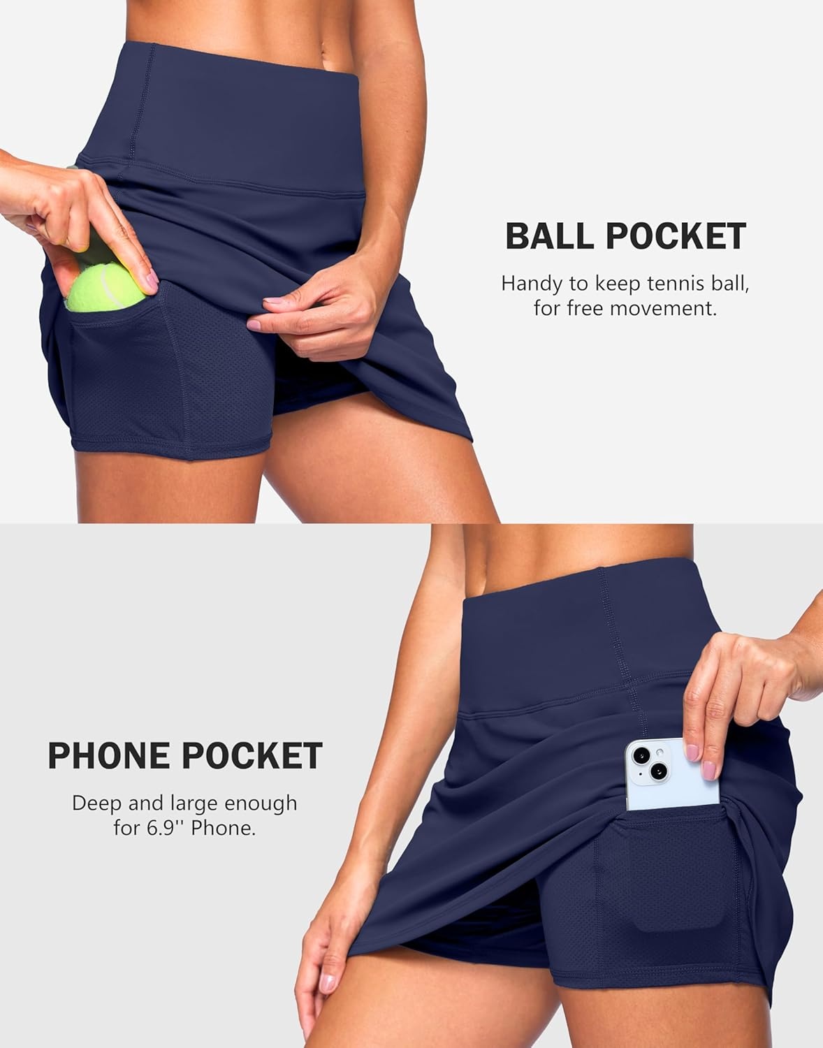 image:imageSANTINY 13515 Skorts for Women with 2 Pockets High Waisted A Line Casual Pickleball Golf Skort Athletic Tennis SkirtNavy