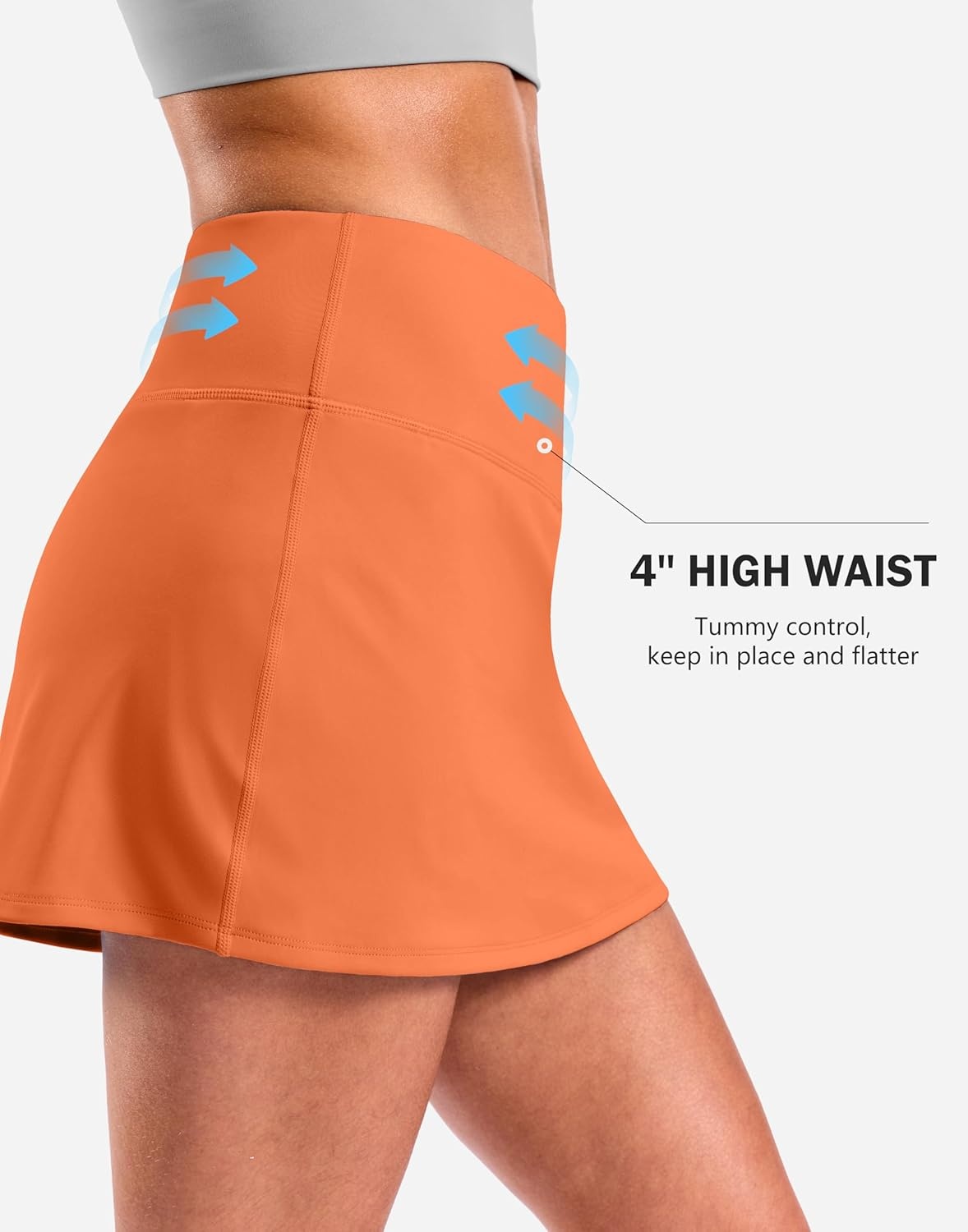 image:imageSANTINY 13515 Skorts for Women with 2 Pockets High Waisted A Line Casual Pickleball Golf Skort Athletic Tennis SkirtOrange