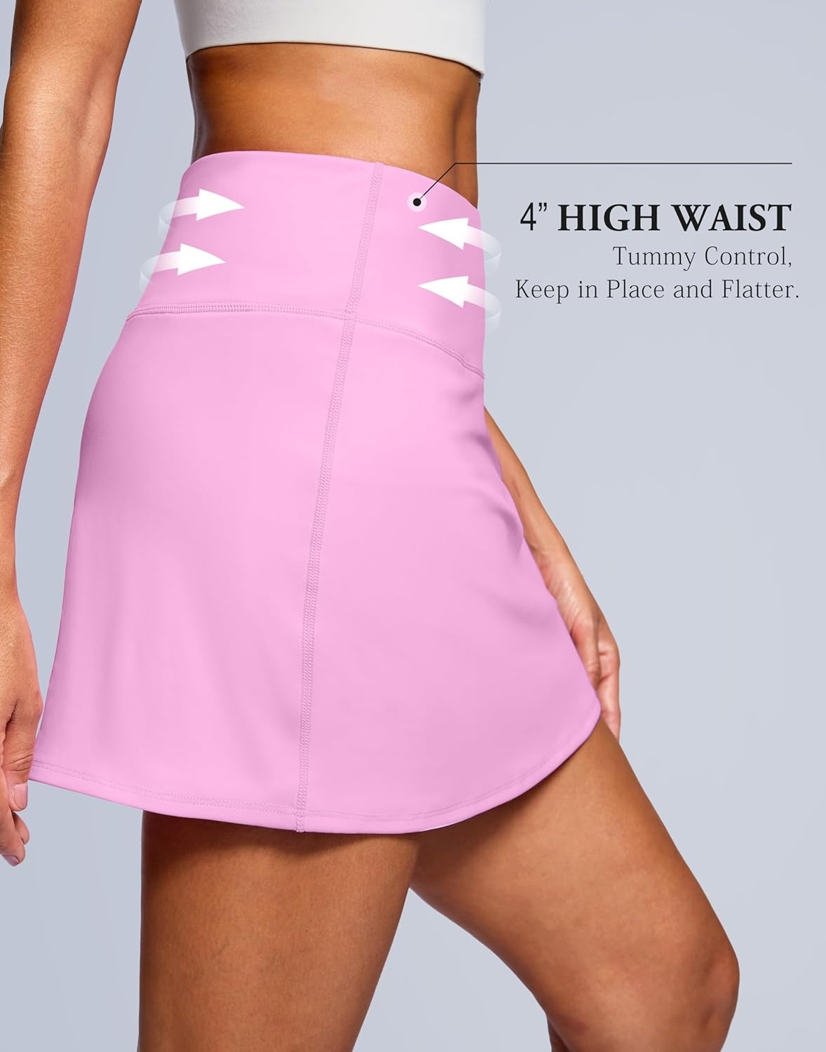 image:imageSANTINY 13515 Skorts for Women with 2 Pockets High Waisted A Line Casual Pickleball Golf Skort Athletic Tennis SkirtPink