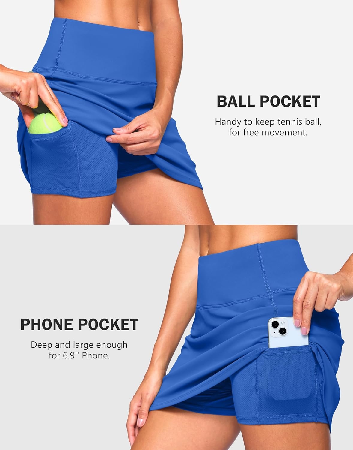 image:imageSANTINY 13515 Skorts for Women with 2 Pockets High Waisted A Line Casual Pickleball Golf Skort Athletic Tennis SkirtRoyal Blue