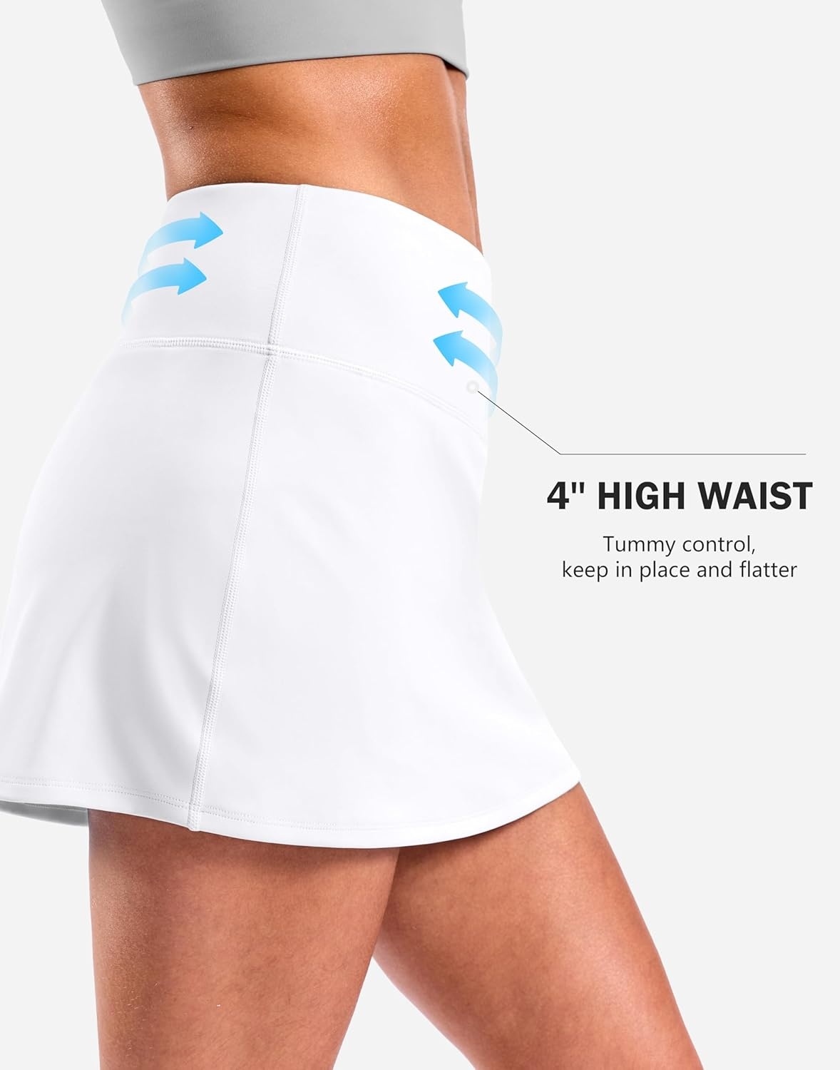 image:imageSANTINY 13515 Skorts for Women with 2 Pockets High Waisted A Line Casual Pickleball Golf Skort Athletic Tennis SkirtWhite