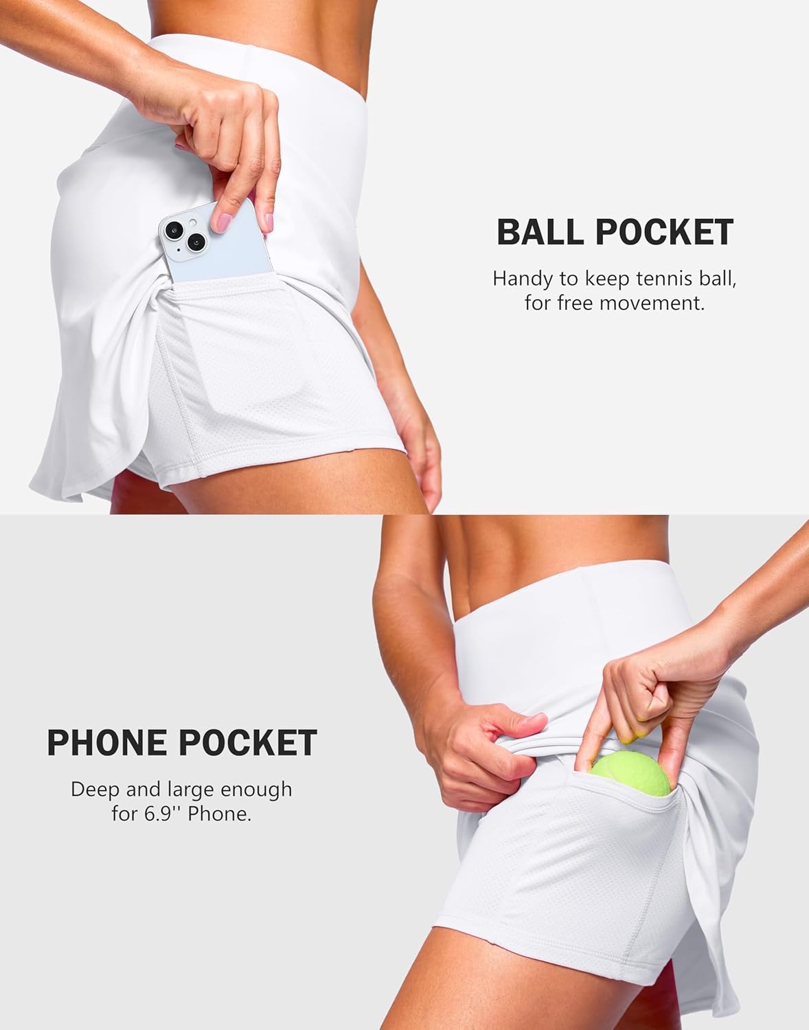 image:imageSANTINY 13515 Skorts for Women with 2 Pockets High Waisted A Line Casual Pickleball Golf Skort Athletic Tennis SkirtWhite