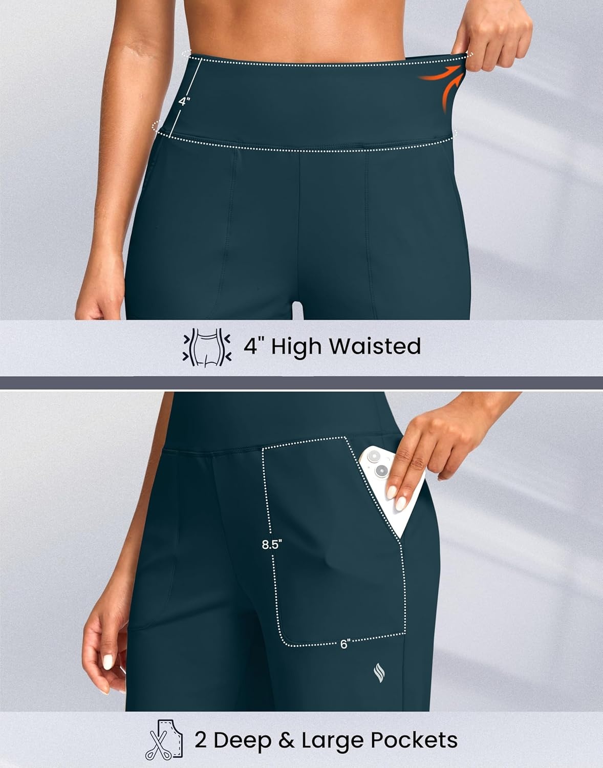 image:imageSANTINY 14 Shorts for Women Knee Length with Pockets High Waisted Stretch Long Bermuda Shorts for Summer Dressy CasualDark Blue