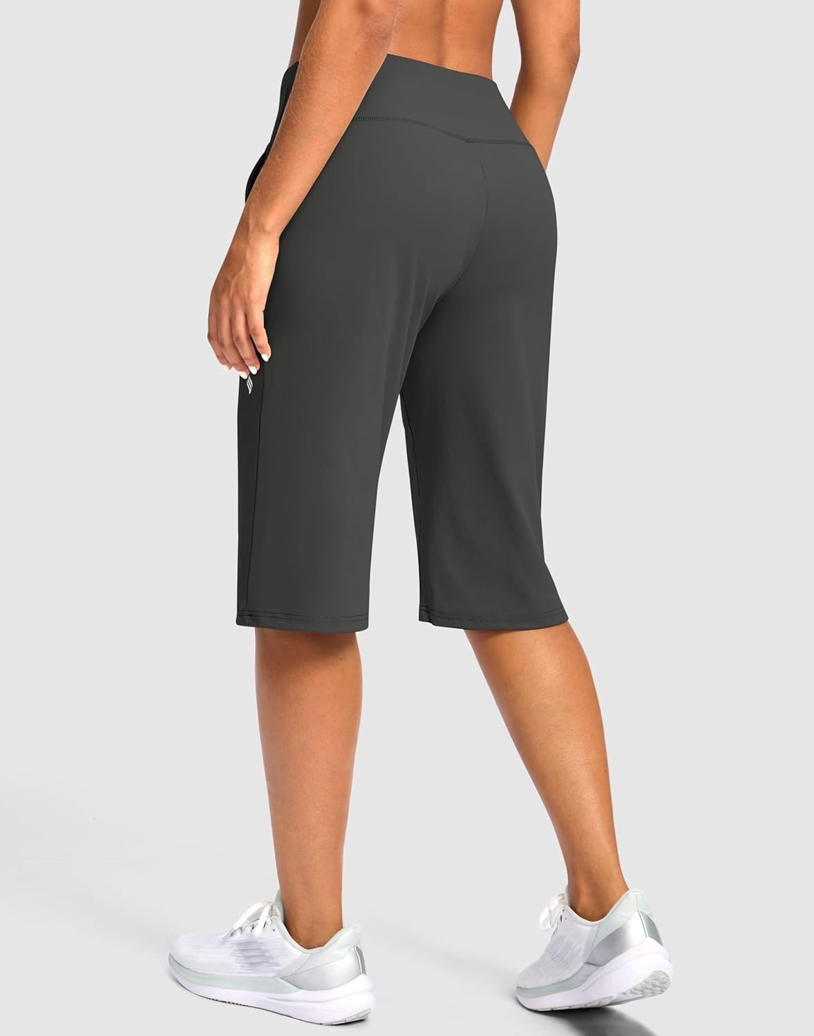 image:imageSANTINY 14 Shorts for Women Knee Length with Pockets High Waisted Stretch Long Bermuda Shorts for Summer Dressy CasualDark Grey