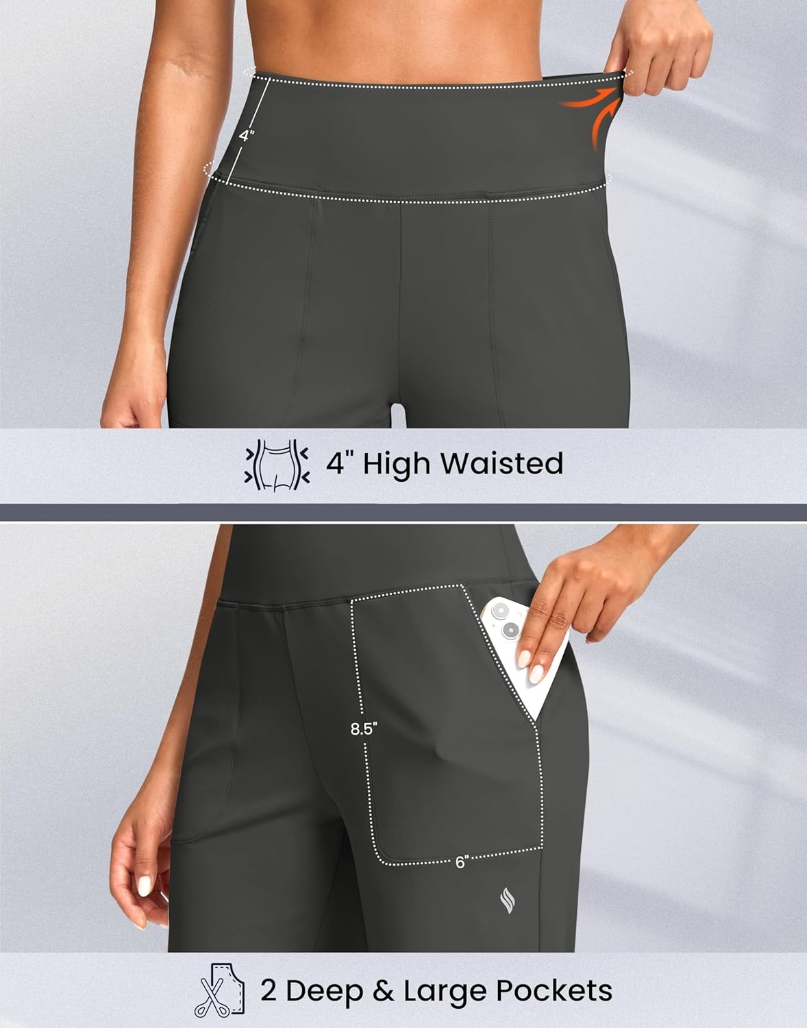 image:imageSANTINY 14 Shorts for Women Knee Length with Pockets High Waisted Stretch Long Bermuda Shorts for Summer Dressy CasualDark Grey