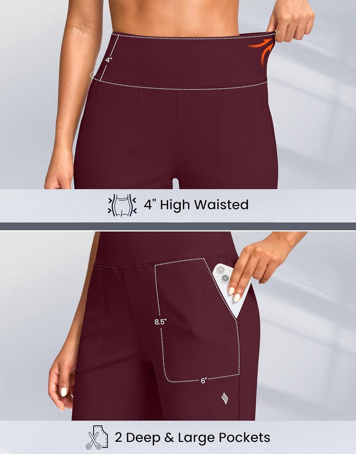 image:imageSANTINY 14 Shorts for Women Knee Length with Pockets High Waisted Stretch Long Bermuda Shorts for Summer Dressy CasualDark Red