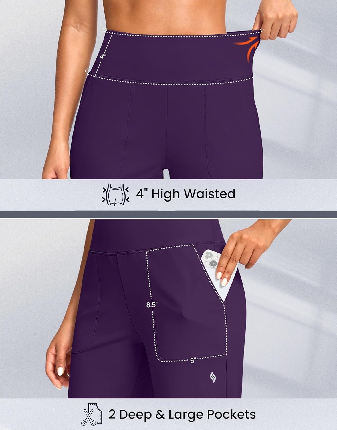 image:imageSANTINY 14 Shorts for Women Knee Length with Pockets High Waisted Stretch Long Bermuda Shorts for Summer Dressy CasualDeep Purple