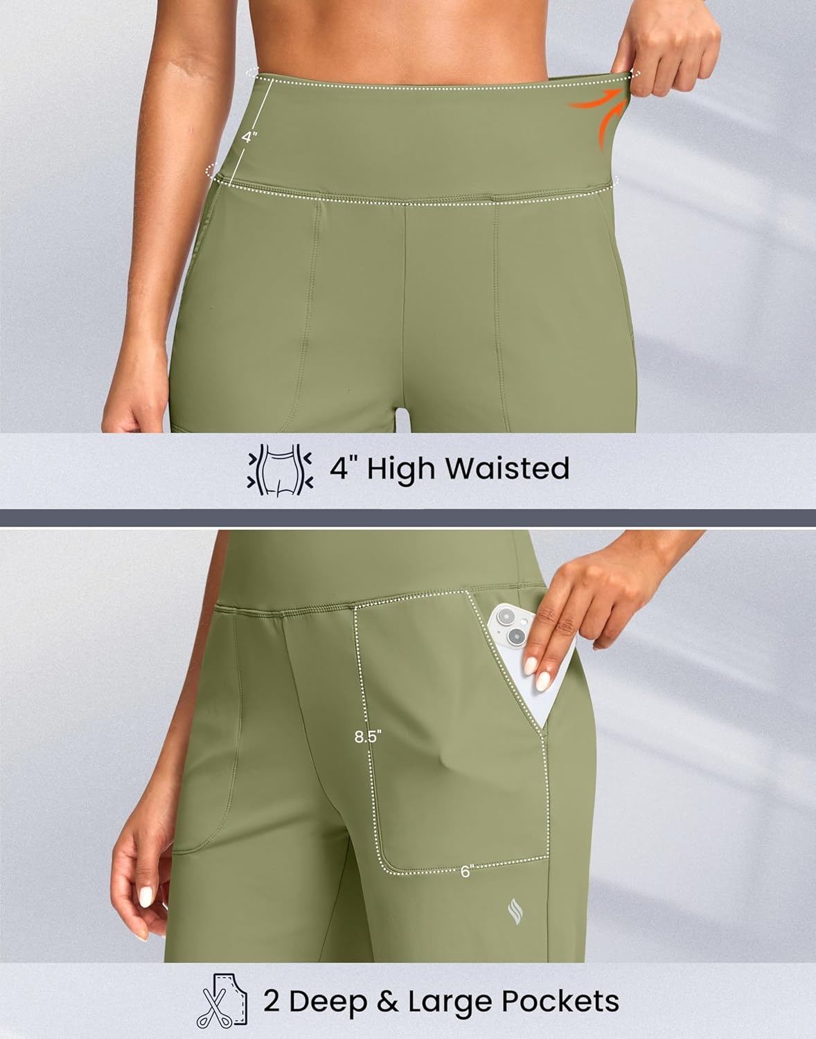 image:imageSANTINY 14 Shorts for Women Knee Length with Pockets High Waisted Stretch Long Bermuda Shorts for Summer Dressy CasualMoss Green
