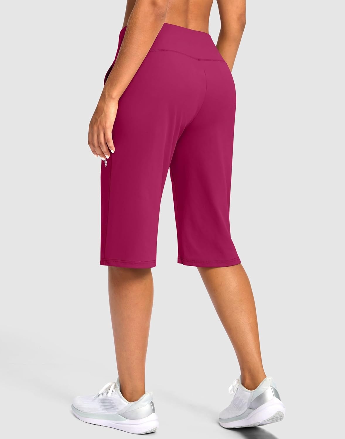 image:imageSANTINY 14 Shorts for Women Knee Length with Pockets High Waisted Stretch Long Bermuda Shorts for Summer Dressy CasualRose