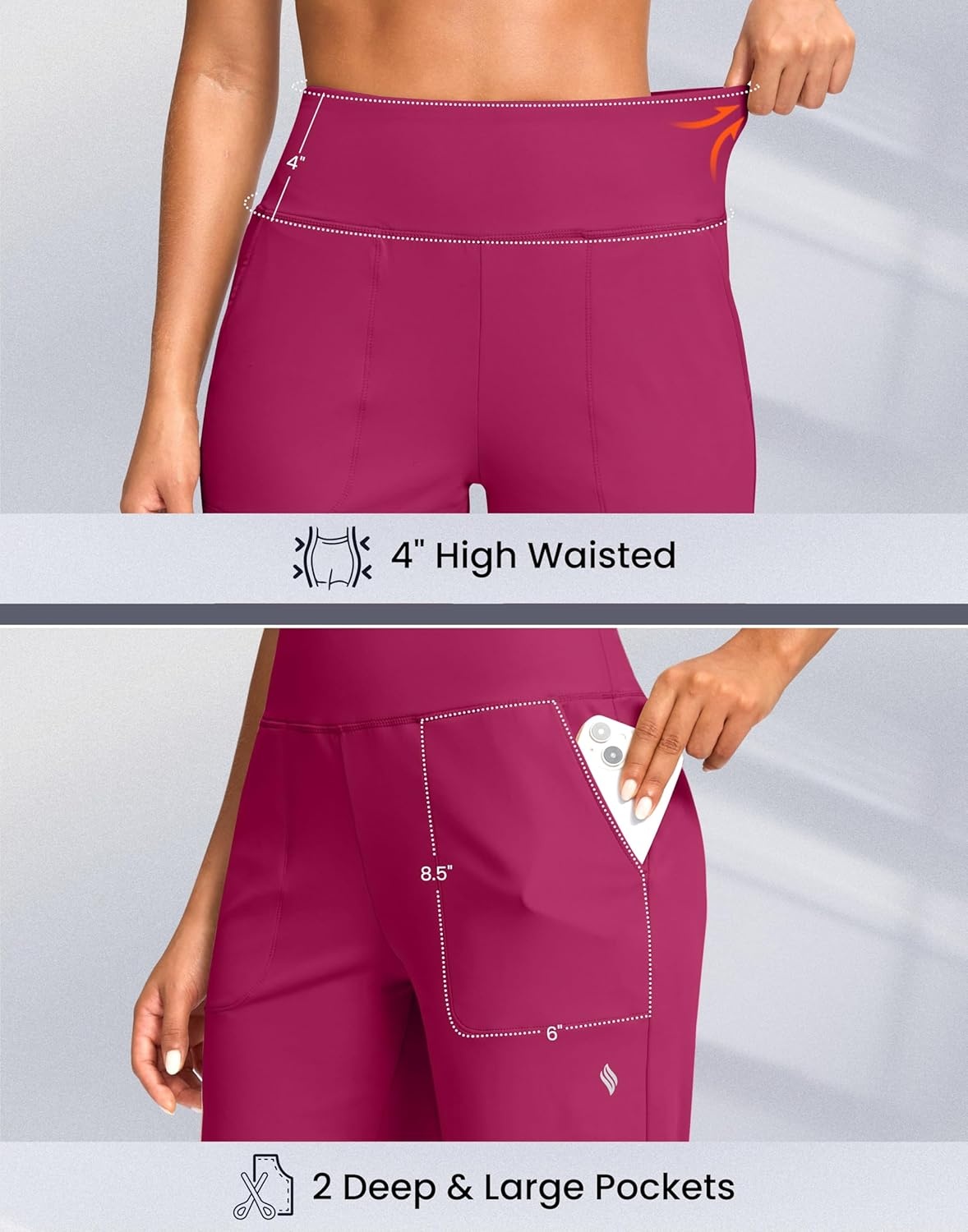 image:imageSANTINY 14 Shorts for Women Knee Length with Pockets High Waisted Stretch Long Bermuda Shorts for Summer Dressy CasualRose