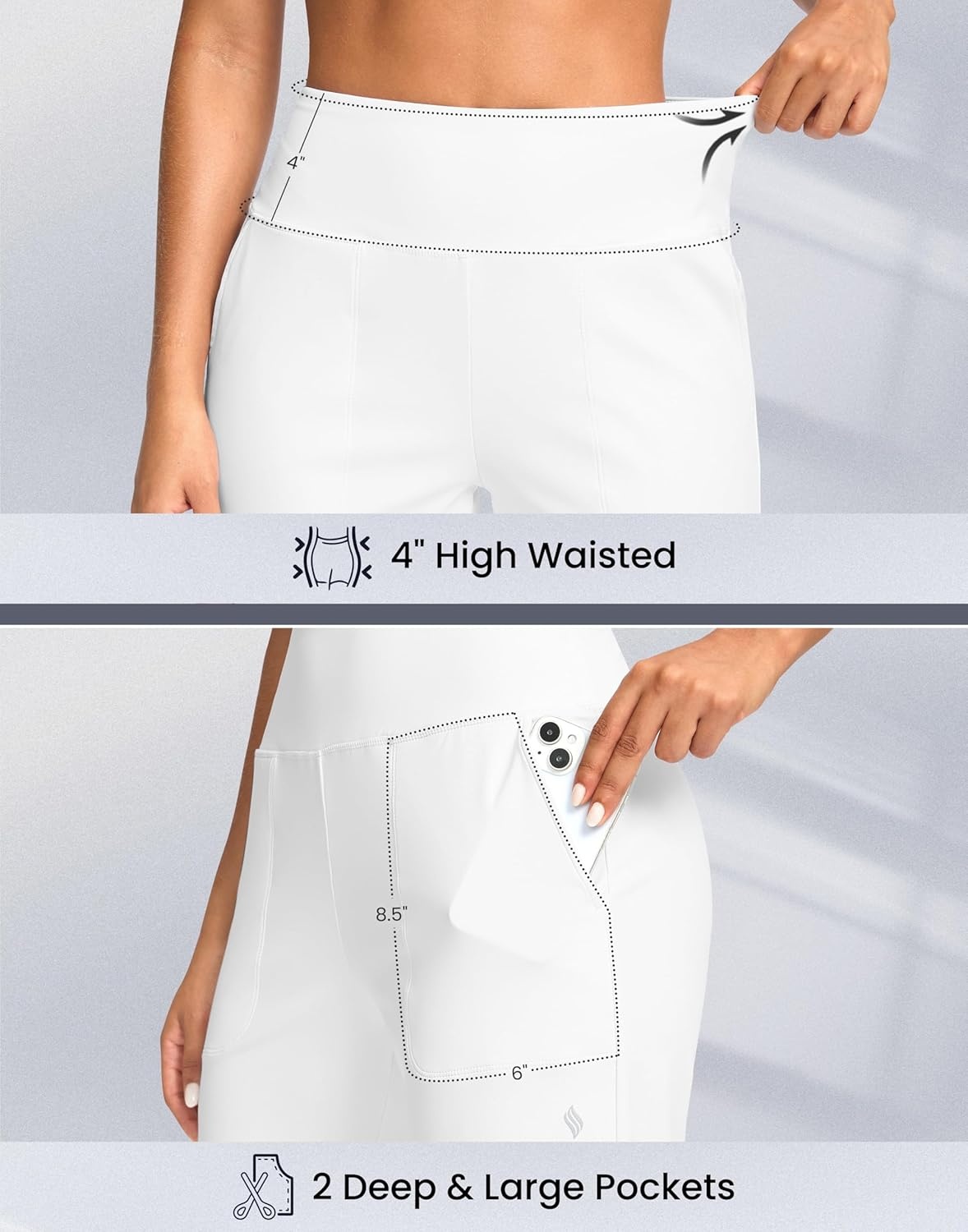 image:imageSANTINY 14 Shorts for Women Knee Length with Pockets High Waisted Stretch Long Bermuda Shorts for Summer Dressy CasualWhite