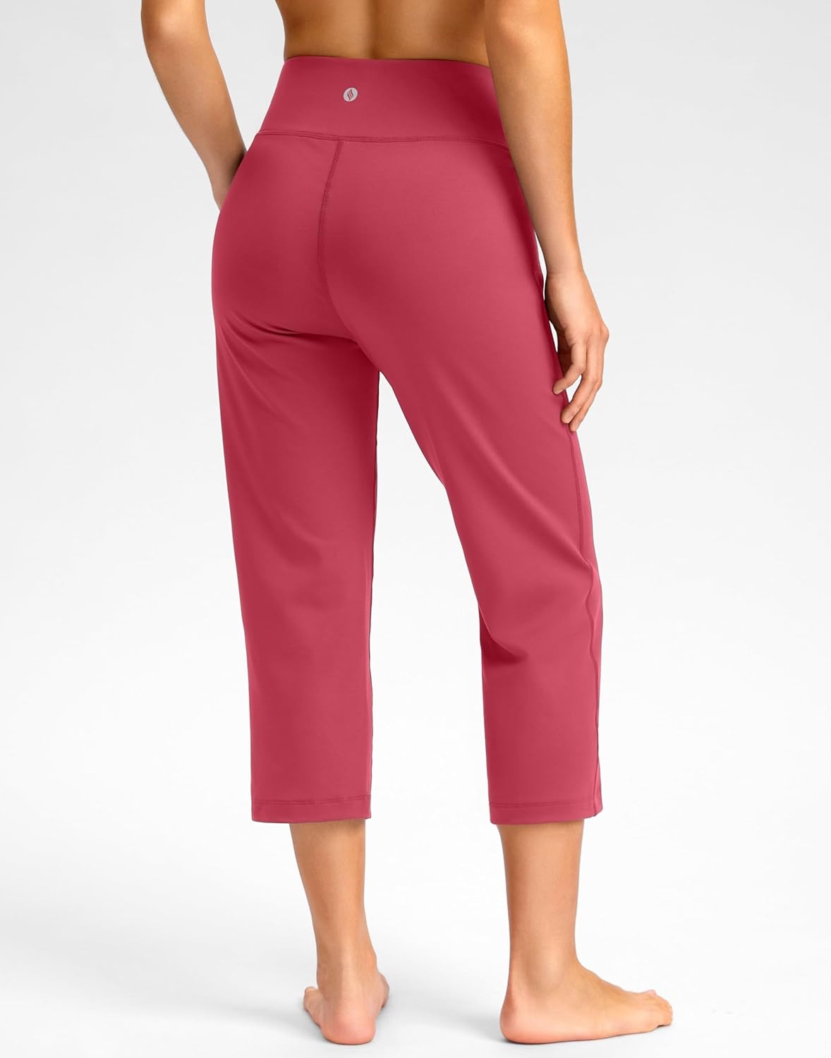 image:imageSANTINY Capri Pants for Women High Waisted Workout Yoga Capris Leggings Straight Leg Athletic Cropped Pants with PocketsBerry Rose