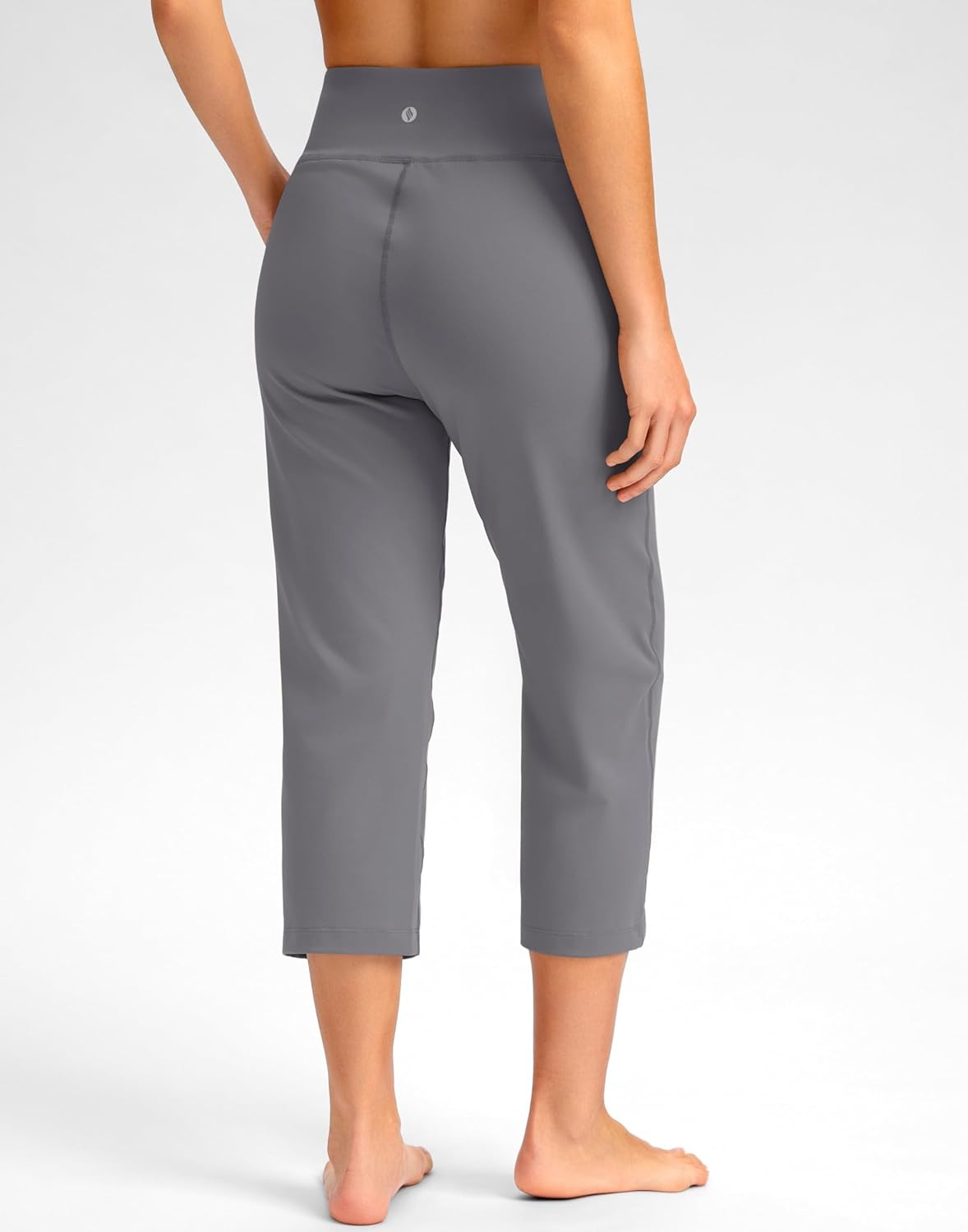 image:imageSANTINY Capri Pants for Women High Waisted Workout Yoga Capris Leggings Straight Leg Athletic Cropped Pants with PocketsGrey