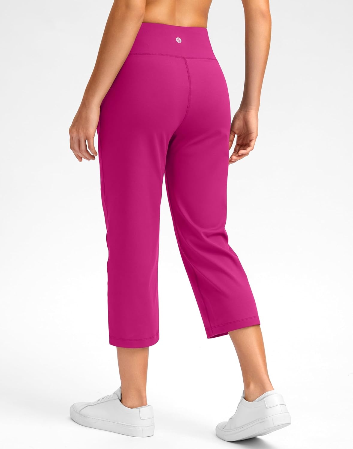 image:imageSANTINY Capri Pants for Women High Waisted Workout Yoga Capris Leggings Straight Leg Athletic Cropped Pants with PocketsRosy