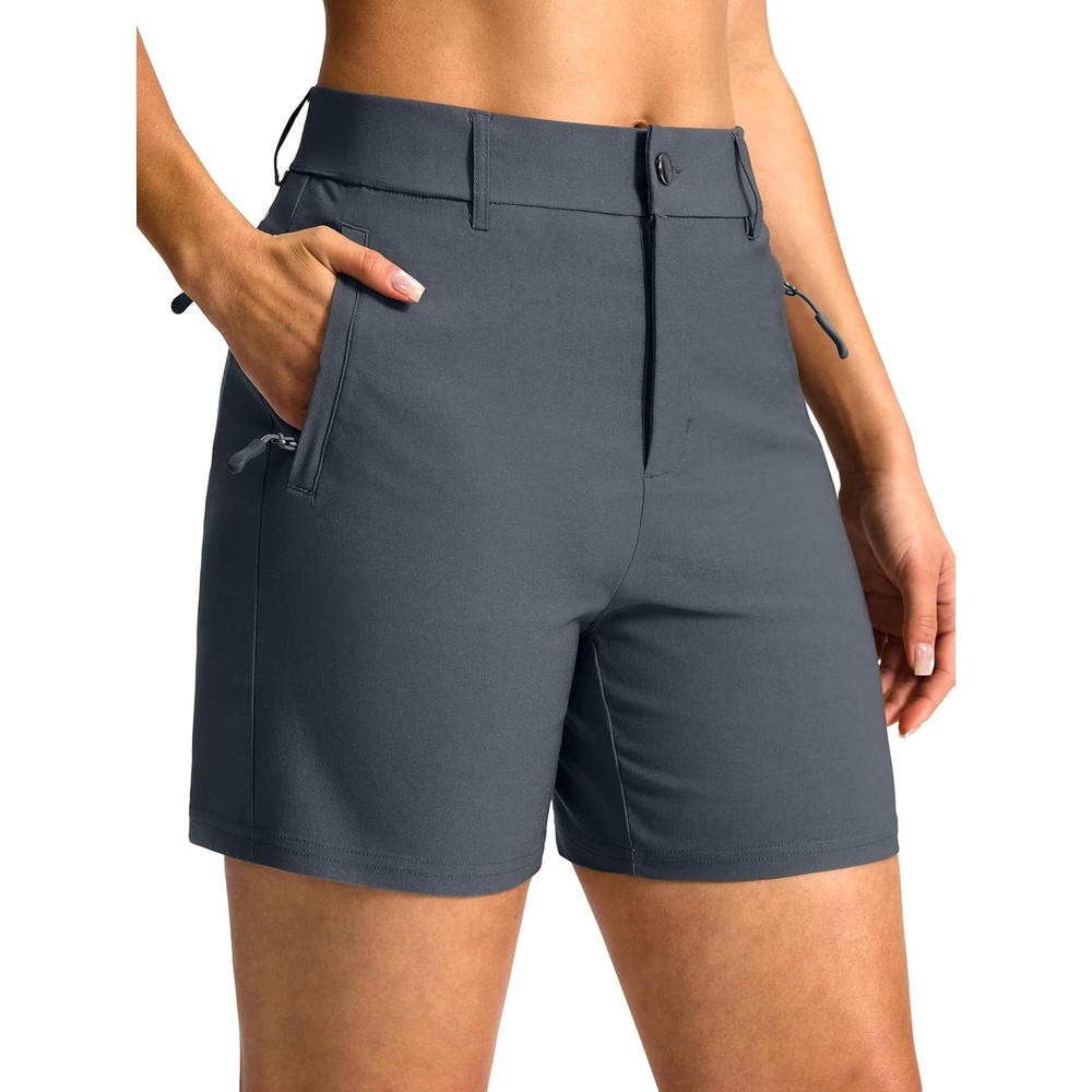 image:imageSANTINY Womens 57 Hiking Golf Shorts with 3 Pockets Stretch Quick Dry Outdoor Travel Work Shorts for Women Casual SummerDark Grey