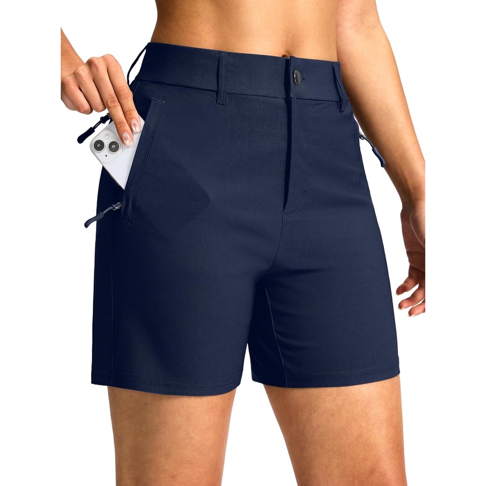image:imageSANTINY Womens 57 Hiking Golf Shorts with 3 Pockets Stretch Quick Dry Outdoor Travel Work Shorts for Women Casual SummerNavy