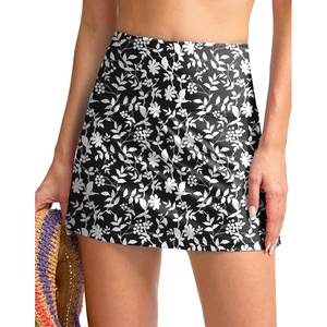 SANTINY Women’s High Waisted Swim Skirt with Pocket Tummy Control Tankini Swimsuit Bathing Suit Bottoms for Women(Black Flower)