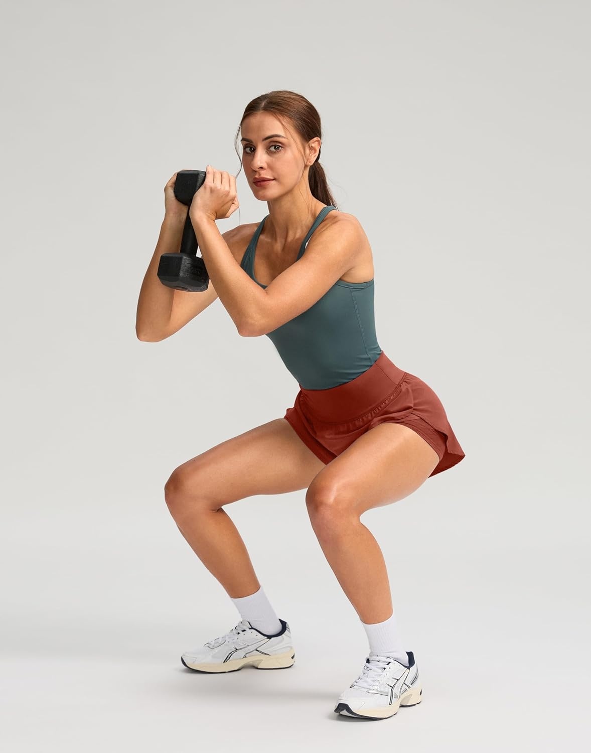 image:imageSANTINY Womens 2 in 1 Running Shorts with Pockets 3 High Waisted Exercise Workout Athletic Shorts for Women with LinerSavannah