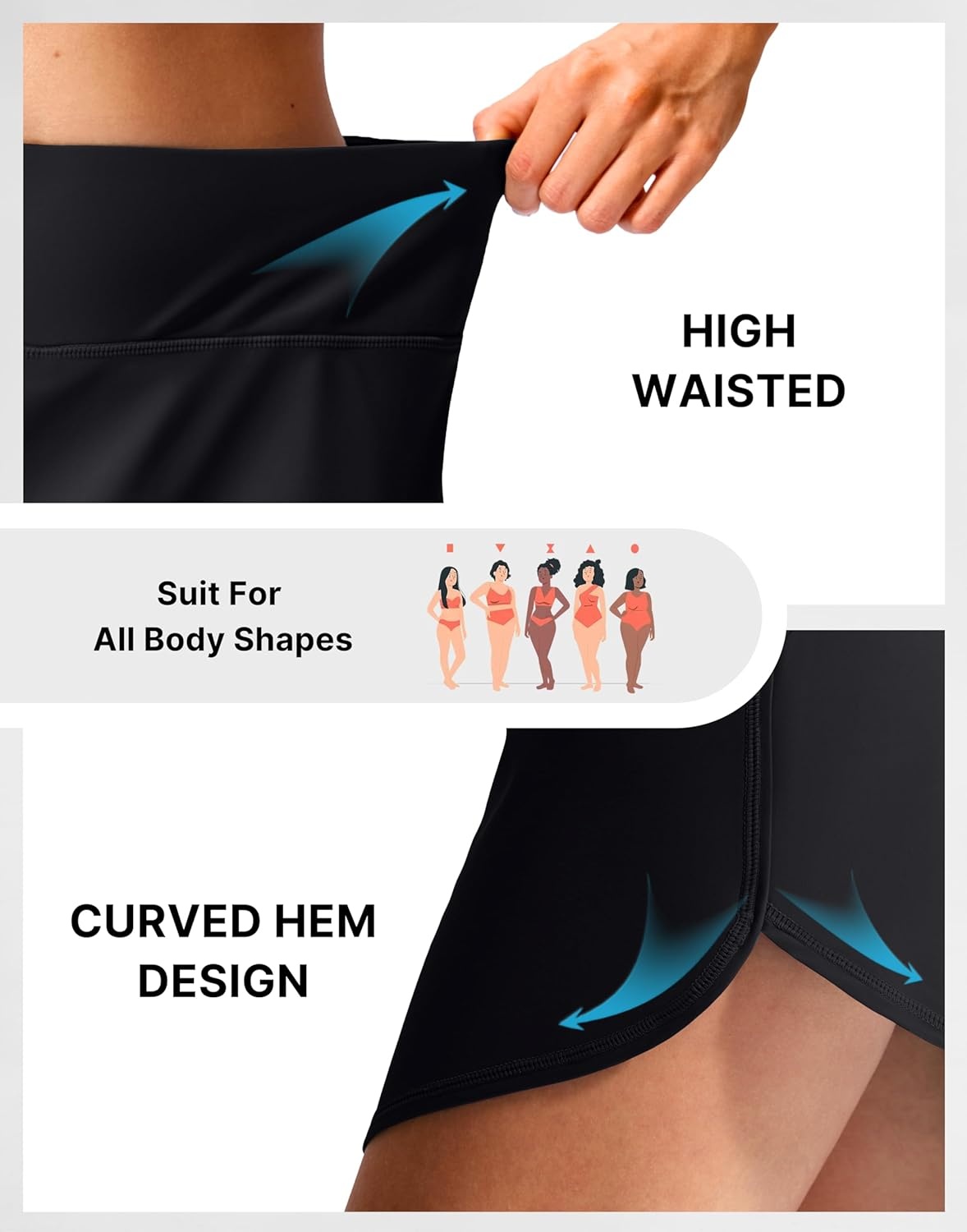 image:imageSANTINY Womens Swim Skirt with 2 Pockets High Waisted Tummy Control Tankini Swimsuit Bathing Suit Bottoms for WomenBlack