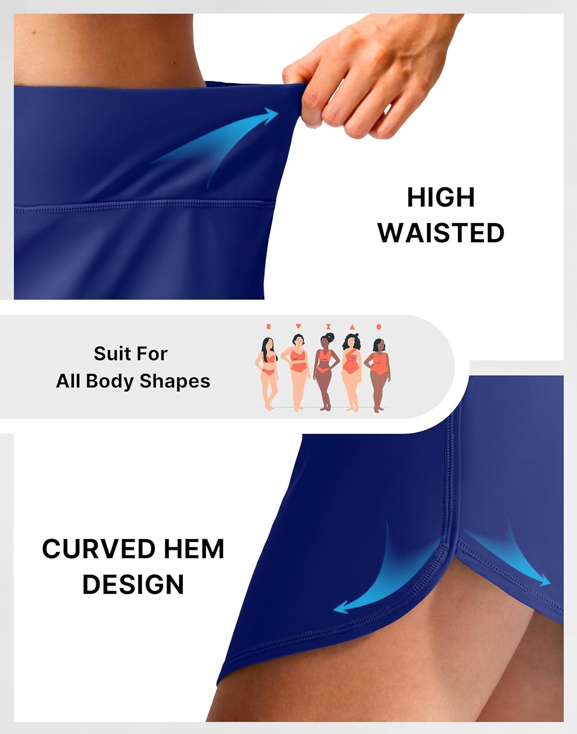 image:imageSANTINY Womens Swim Skirt with 2 Pockets High Waisted Tummy Control Tankini Swimsuit Bathing Suit Bottoms for WomenDeep Blue