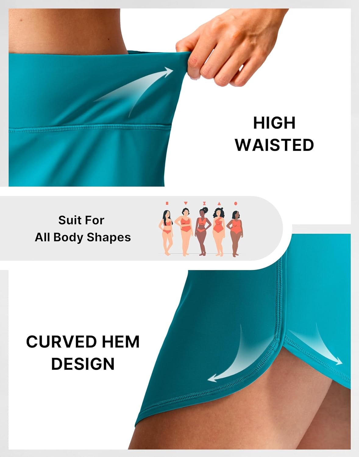 image:imageSANTINY Womens Swim Skirt with 2 Pockets High Waisted Tummy Control Tankini Swimsuit Bathing Suit Bottoms for WomenLake Green