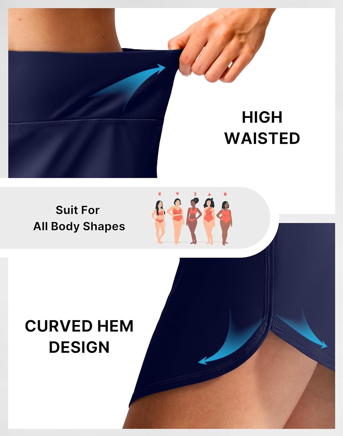 image:imageSANTINY Womens Swim Skirt with 2 Pockets High Waisted Tummy Control Tankini Swimsuit Bathing Suit Bottoms for WomenNavy