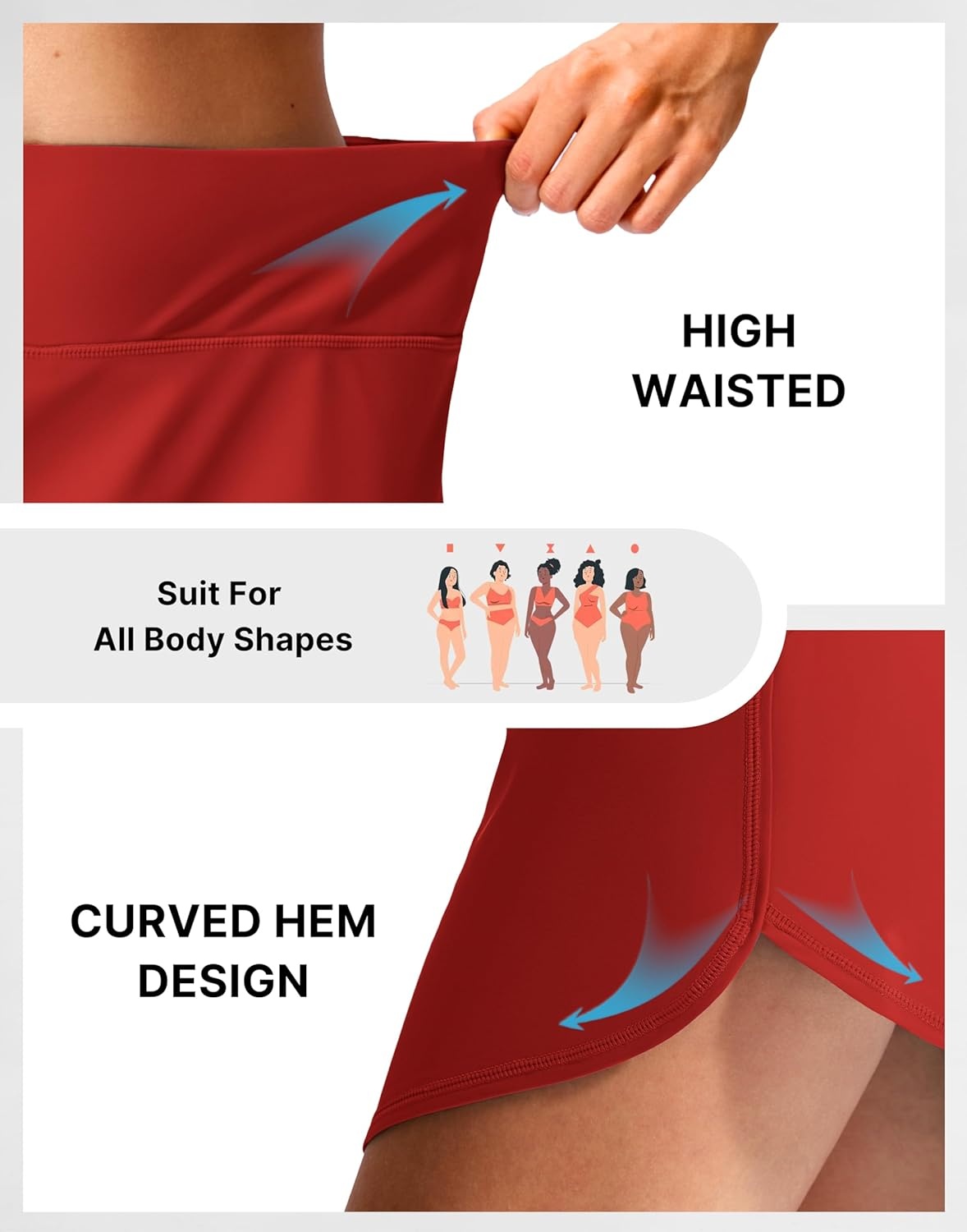 image:imageSANTINY Womens Swim Skirt with 2 Pockets High Waisted Tummy Control Tankini Swimsuit Bathing Suit Bottoms for WomenRed