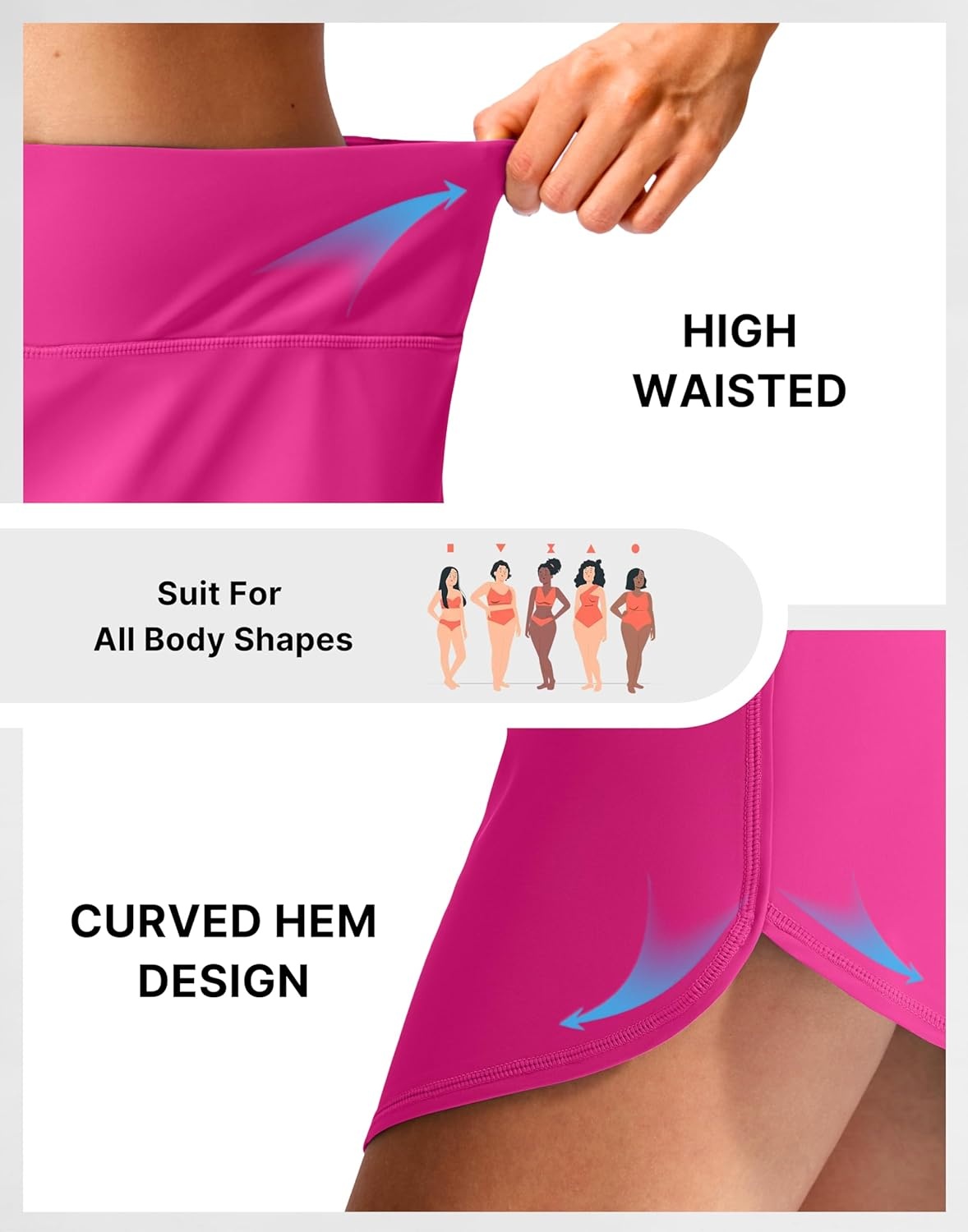 image:imageSANTINY Womens Swim Skirt with 2 Pockets High Waisted Tummy Control Tankini Swimsuit Bathing Suit Bottoms for WomenRosy