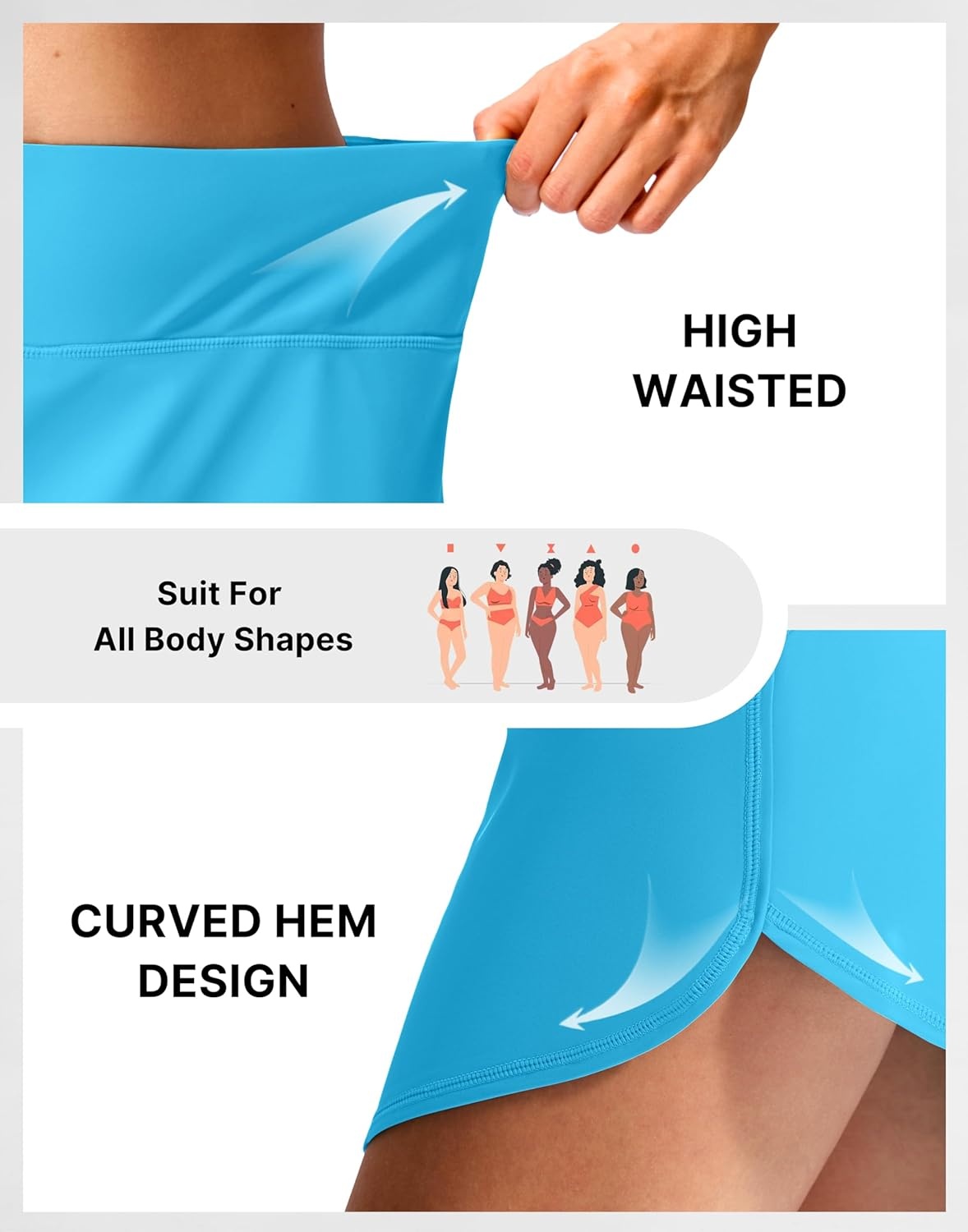 image:imageSANTINY Womens Swim Skirt with 2 Pockets High Waisted Tummy Control Tankini Swimsuit Bathing Suit Bottoms for WomenSky Blue