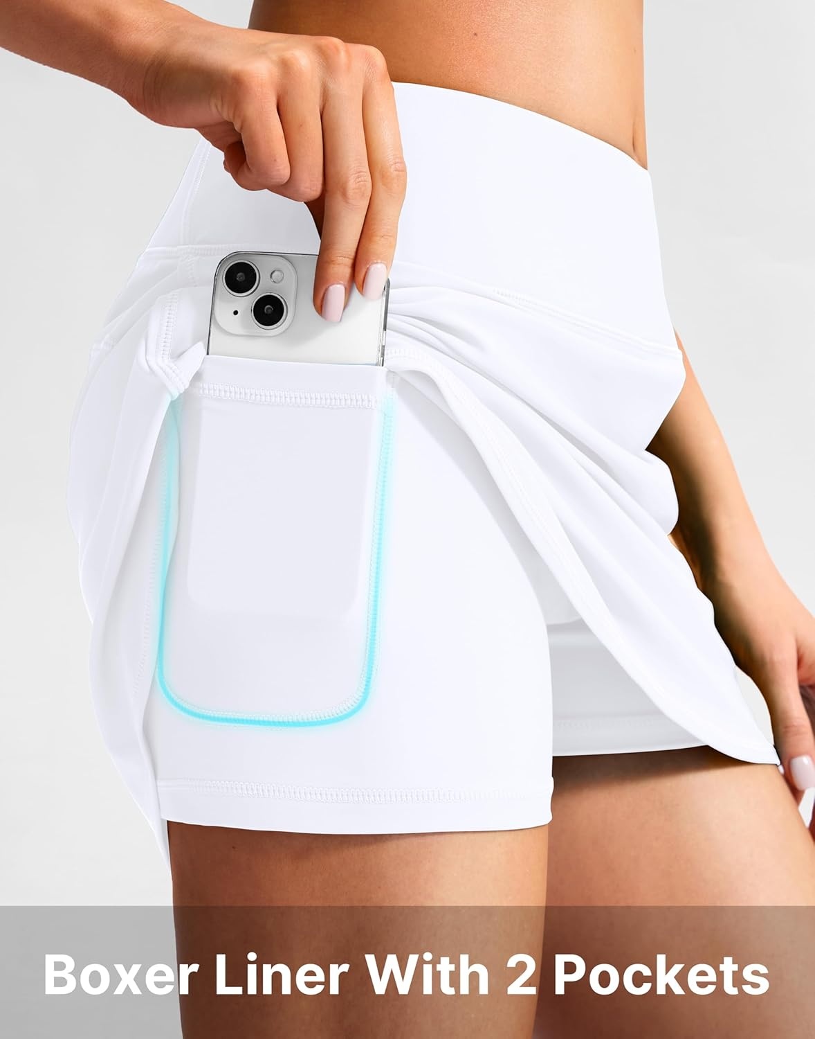image:imageSANTINY Womens Swim Skirt with 2 Pockets High Waisted Tummy Control Tankini Swimsuit Bathing Suit Bottoms for WomenWhite