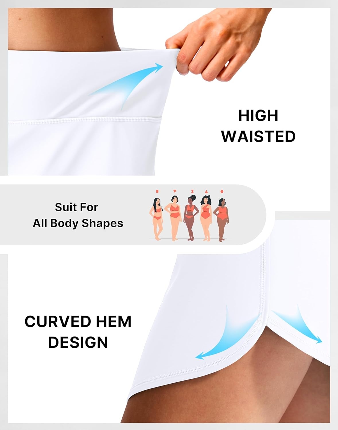 image:imageSANTINY Womens Swim Skirt with 2 Pockets High Waisted Tummy Control Tankini Swimsuit Bathing Suit Bottoms for WomenWhite
