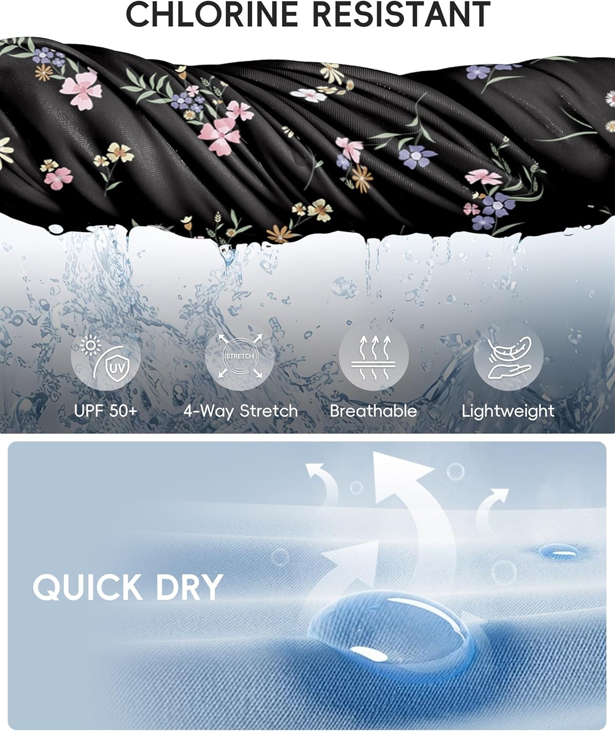 image:imageSANTINY 18 Long Swim Skirts for Women Tummy Control High Waisted Swimsuit Bottoms Modest Bathing Suit SkirtBlack Floral Patterns