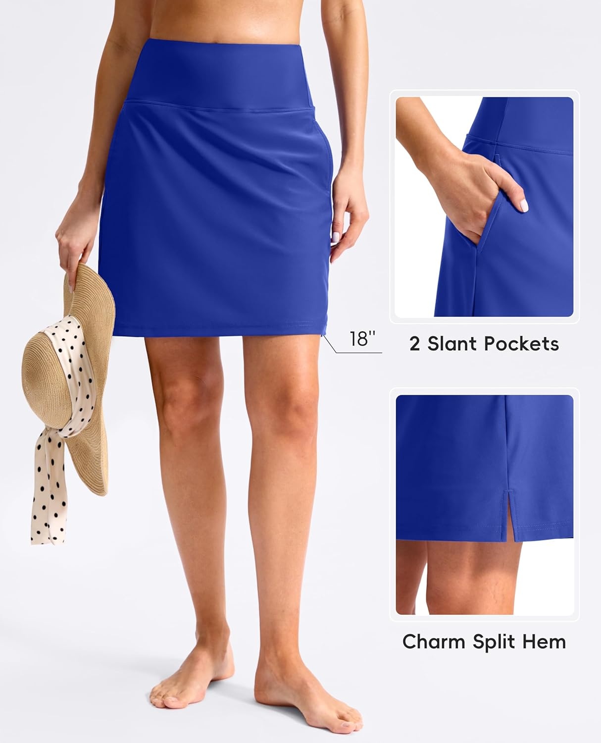 image:imageSANTINY 18 Long Swim Skirts for Women Tummy Control High Waisted Swimsuit Bottoms Modest Bathing Suit SkirtDeep Blue