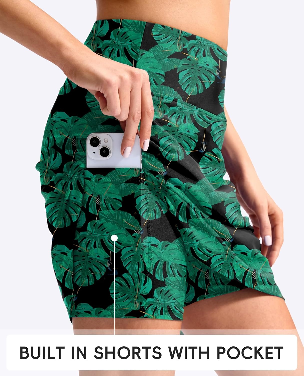 image:imageSANTINY 18 Long Swim Skirts for Women Tummy Control High Waisted Swimsuit Bottoms Modest Bathing Suit SkirtLeaf