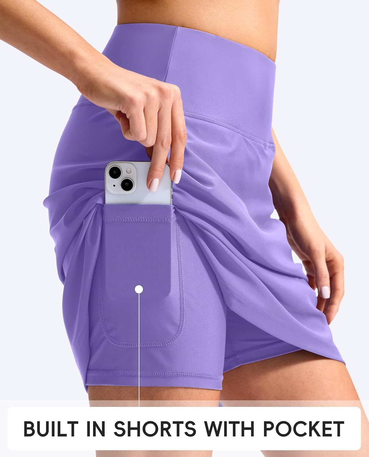 image:imageSANTINY 18 Long Swim Skirts for Women Tummy Control High Waisted Swimsuit Bottoms Modest Bathing Suit SkirtLight Purple