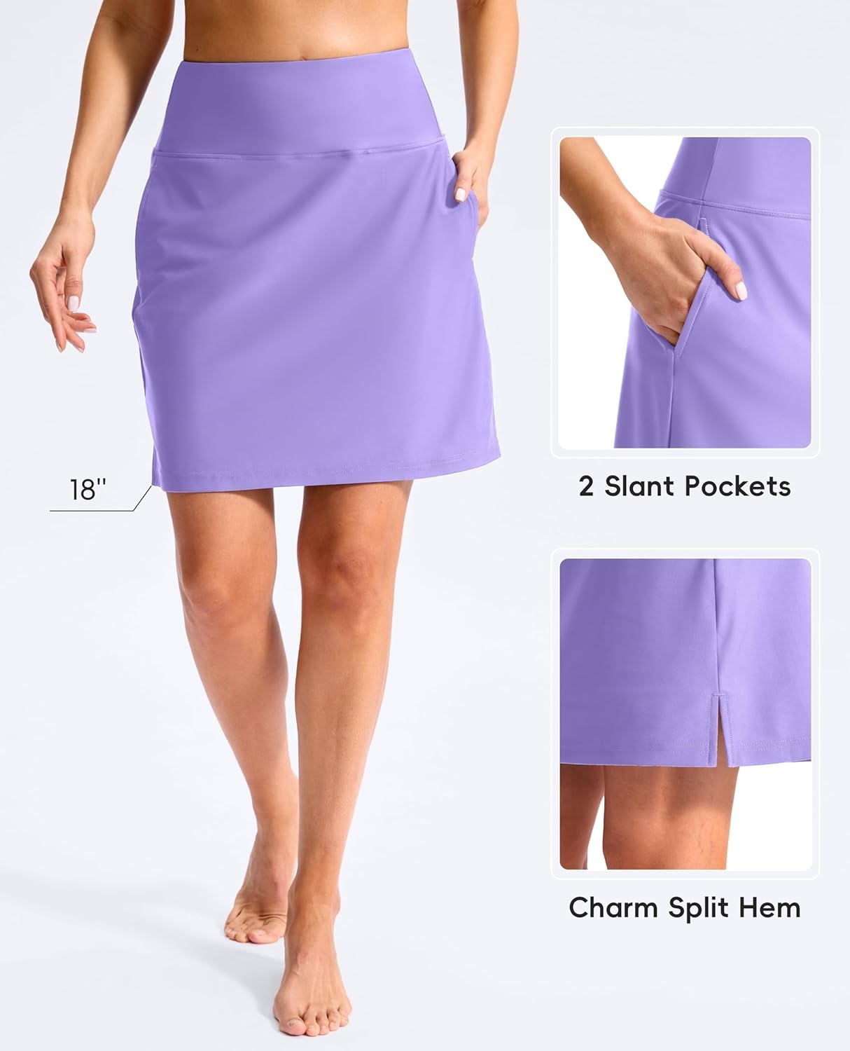 image:imageSANTINY 18 Long Swim Skirts for Women Tummy Control High Waisted Swimsuit Bottoms Modest Bathing Suit SkirtLight Purple