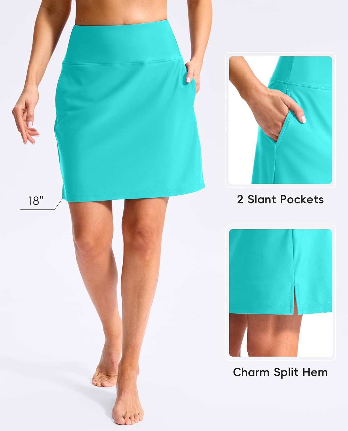image:imageSANTINY 18 Long Swim Skirts for Women Tummy Control High Waisted Swimsuit Bottoms Modest Bathing Suit SkirtMint Green