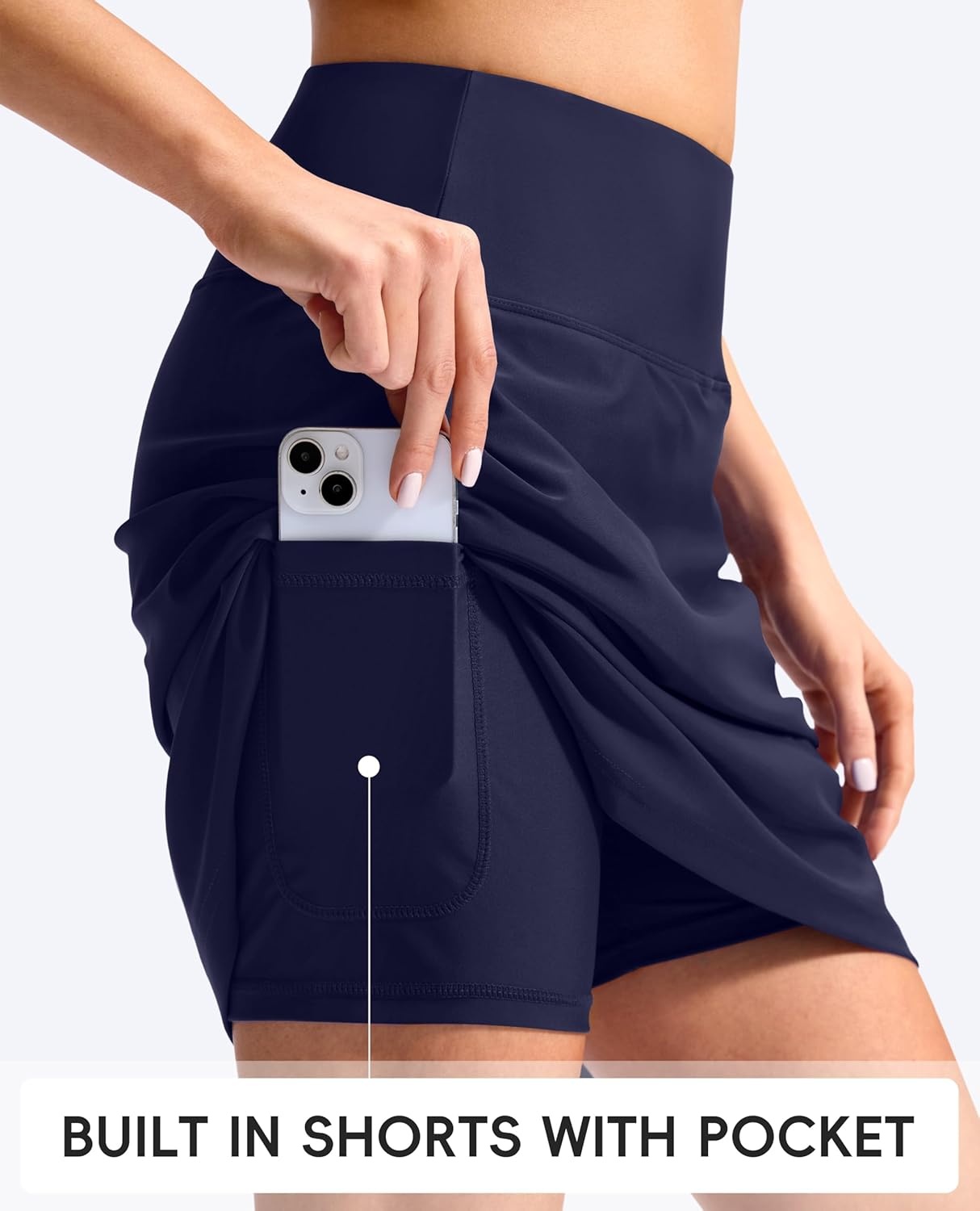 image:imageSANTINY 18 Long Swim Skirts for Women Tummy Control High Waisted Swimsuit Bottoms Modest Bathing Suit SkirtNavy