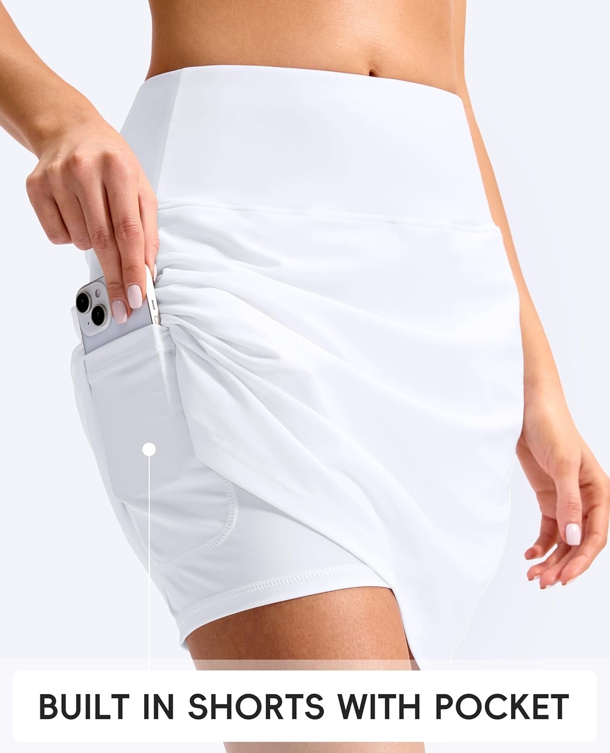 image:imageSANTINY 18 Long Swim Skirts for Women Tummy Control High Waisted Swimsuit Bottoms Modest Bathing Suit SkirtWhite