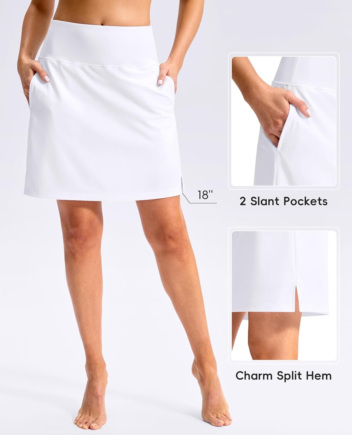 image:imageSANTINY 18 Long Swim Skirts for Women Tummy Control High Waisted Swimsuit Bottoms Modest Bathing Suit SkirtWhite
