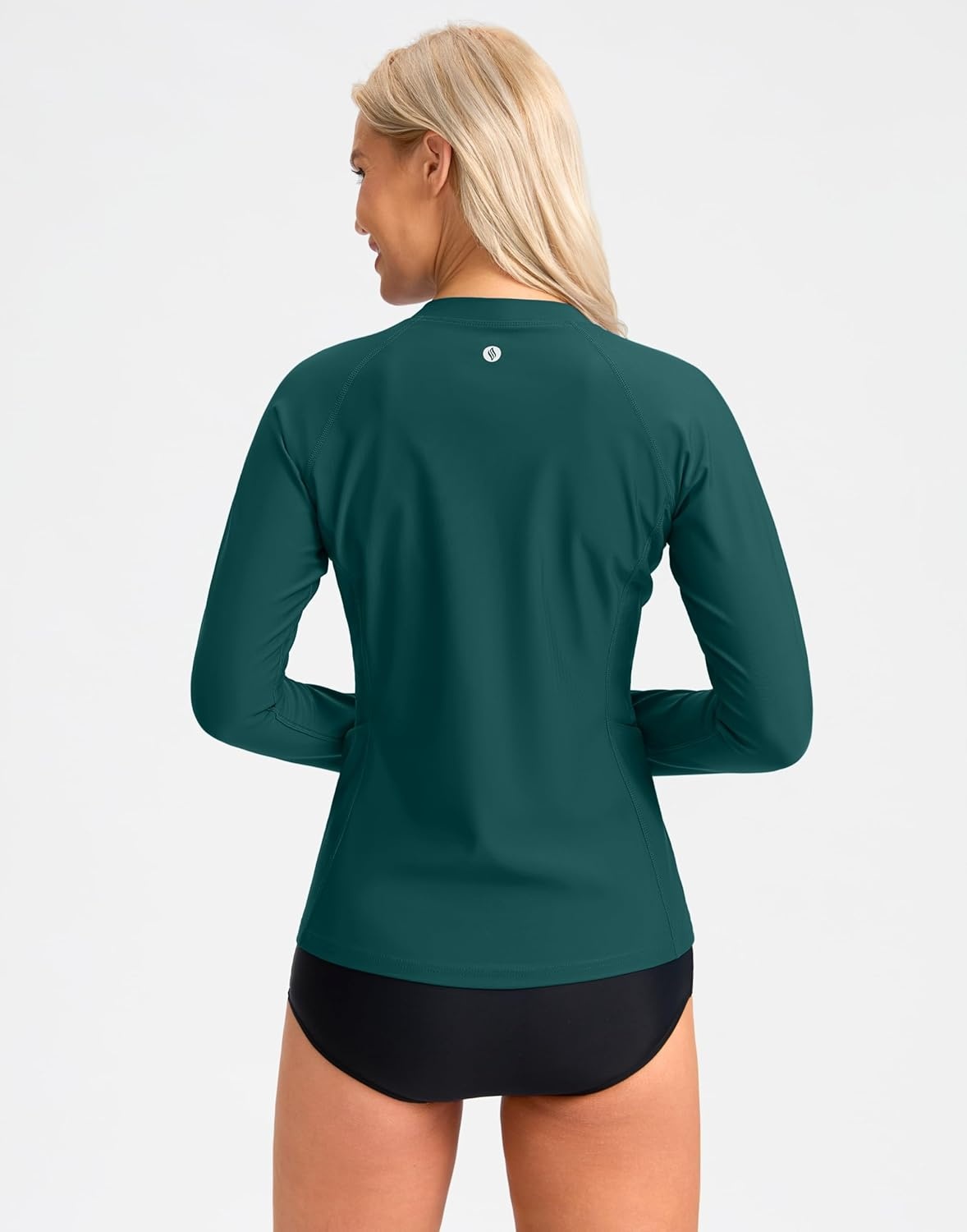 image:imageSANTINY Womens Rash Guard UPF50 SPF UV Protection Long Sleeve Swimsuit Top with Pockets Zip Front Swim Shirts WomanDark Teal