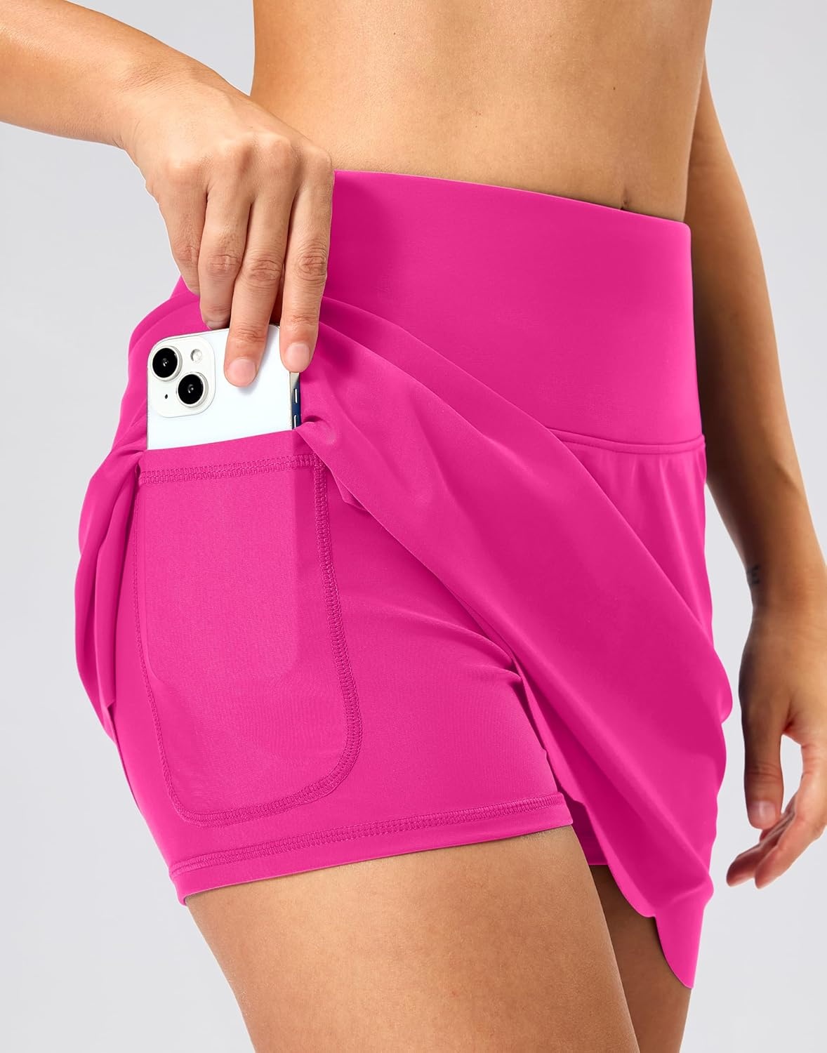 image:imageSANTINY Womens Swim Skirt with Pocket Scalloped Hem High Waist Tankini Swimsuit Tummy Control Bathing Suit Bottoms for WomenRose