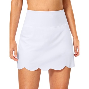 SANTINY Women’s Swim Skirt with Pocket Scalloped Hem High Waist Tankini Swimsuit Tummy Control Bathing Suit Bottoms for Women(A White)