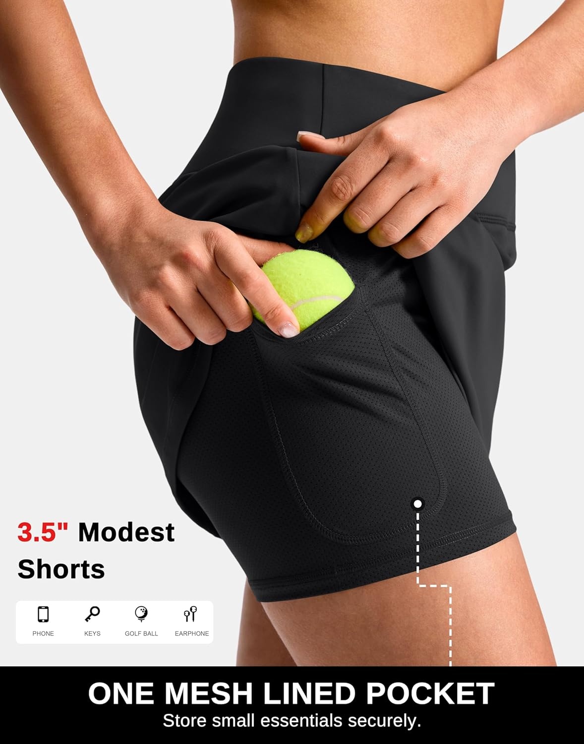 image:imageSANTINY 1416 Skorts for Women with 3 Pockets High Waisted Casual Golf Skort Pickleball Athletic Tennis SkirtBlack