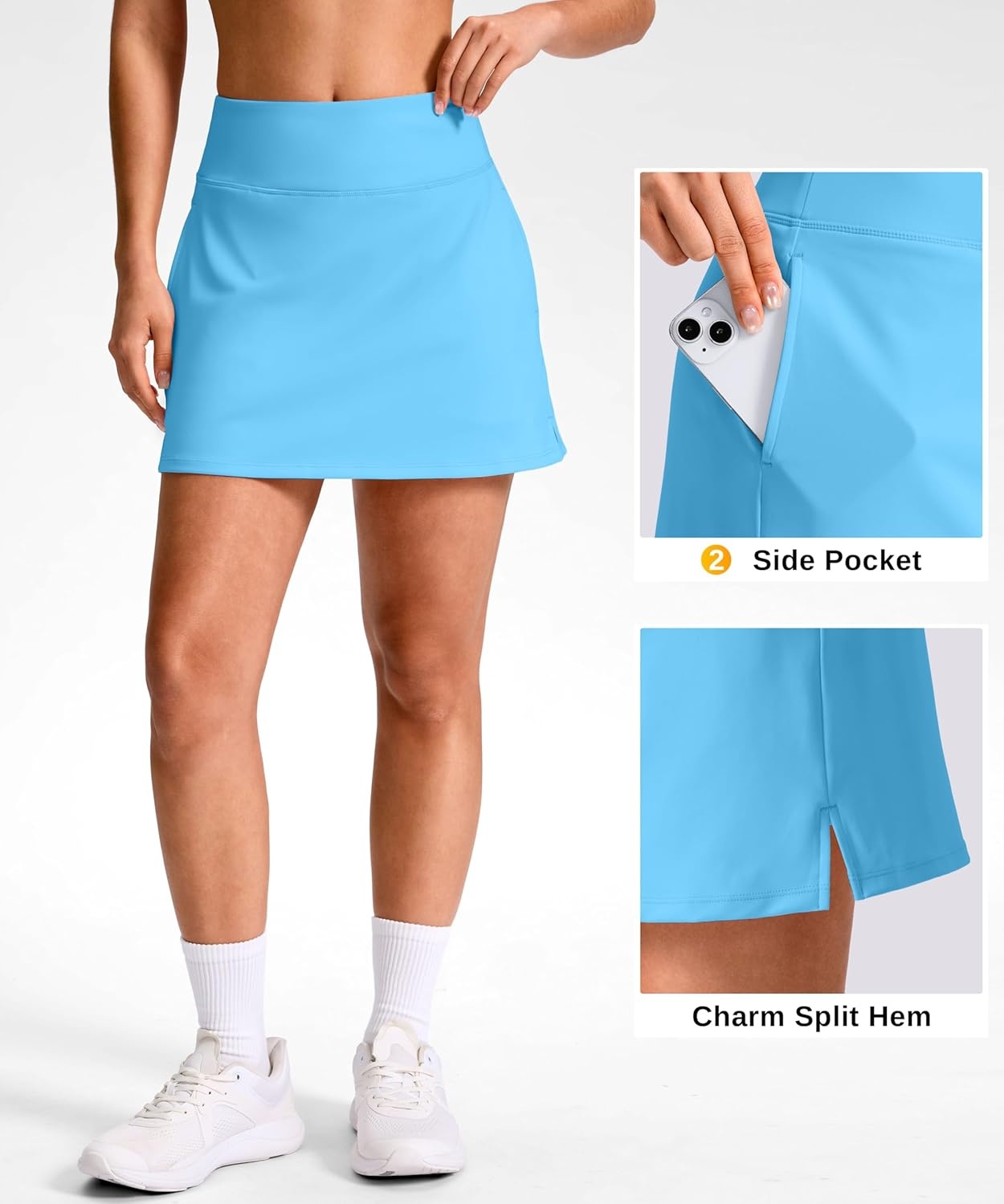 image:imageSANTINY 1416 Skorts for Women with 3 Pockets High Waisted Casual Golf Skort Pickleball Athletic Tennis SkirtBright Blue