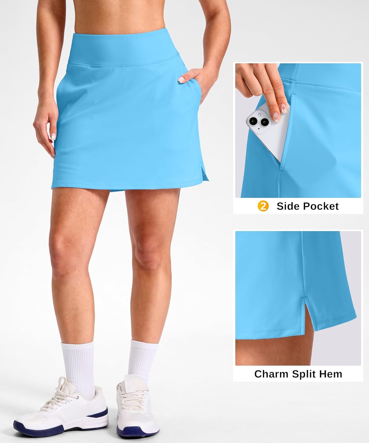 image:imageSANTINY 1416 Skorts for Women with 3 Pockets High Waisted Casual Golf Skort Pickleball Athletic Tennis SkirtBright Blue