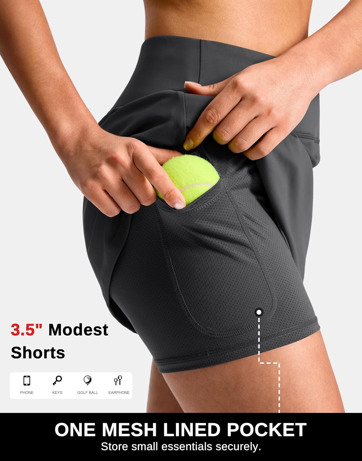 image:imageSANTINY 1416 Skorts for Women with 3 Pockets High Waisted Casual Golf Skort Pickleball Athletic Tennis SkirtDark Grey